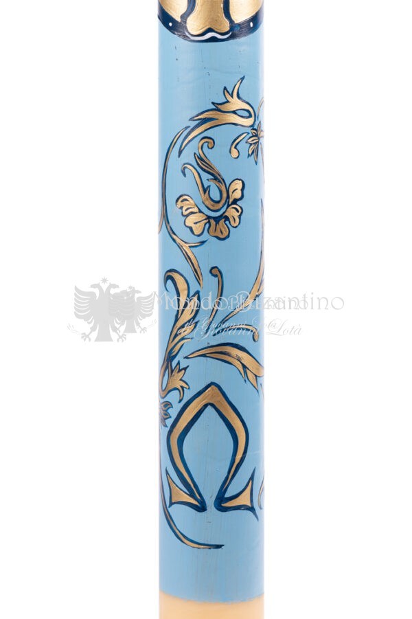 cero pasquale dipinto a mano con croce e decorazioni azzurro (4)