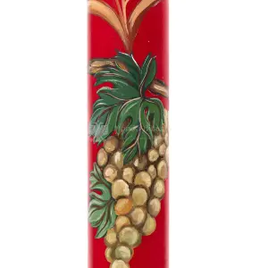 cero pasquale dipinto a mano con simboli eucaristici fondo rosso (2)